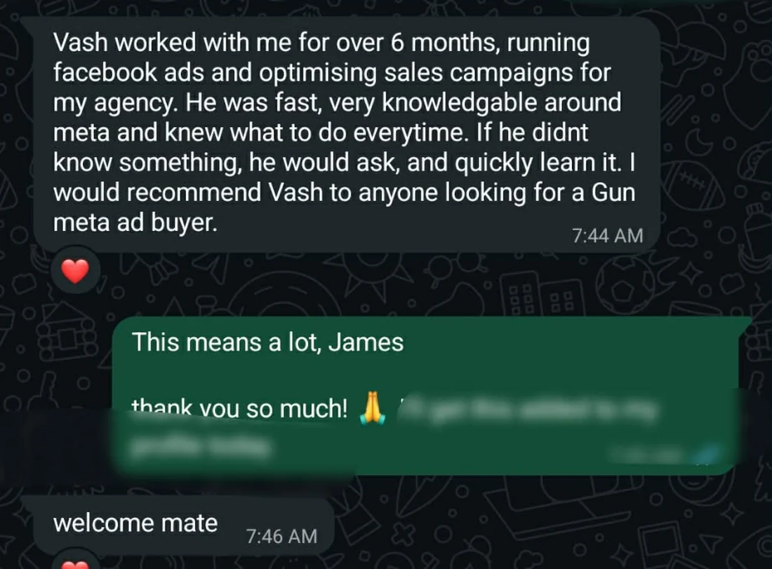 James Todman testimonial message